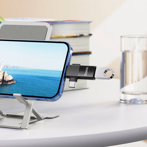 Adapteris OTG 2in1 USB C / Lightning uz USB A Hoco UA17 melns