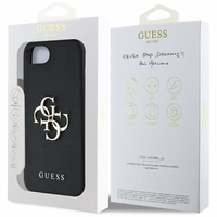 Guess PU Grained 4G Metal Logo viedtālruņa apvalks iPhone 16e - melns