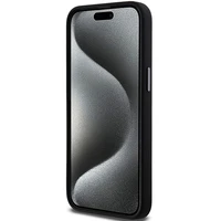 DKNY šķidrā silikona metāla logotipa viedtālruņa apvalks iPhone 15 Pro - melns