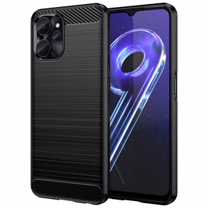 Carbon Case viedtālruņa apvalks Realme 10 5G / Realme 9i 5G elastīgs silikona oglekļa pārklājums melns