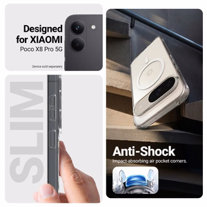 Crong Hybrid Clear Magnetic MagSafe vāciņš ierīcei Xiaomi POCO X8 Pro 5G, caurspīdīgs