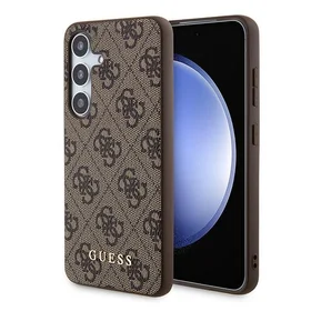 Guess 4G Metal Gold Logo viedtālruņa apvalks Samsung Galaxy A55 - brūns