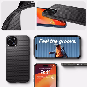 Spigen Liquid Air viedtālruņa apvalks iPhone 15 Plus - matēts melns