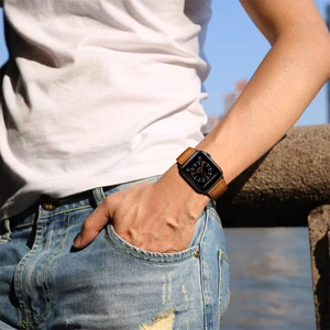 TECH-PROTECT LEATHERFIT APPLE WATCH 4 / 5 / 6 / 7 / 8 / 9 / SE / ULTRA 1 / 2 (42 / 44 / 45 / 49 MM) BRŪNS