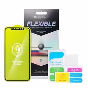 Ekrāna aizsargstikls Bestsuit Flexible Hybrid Glass 5D priekš Samsung A426 A42 5G, saderīgs ar maciņu, melns
