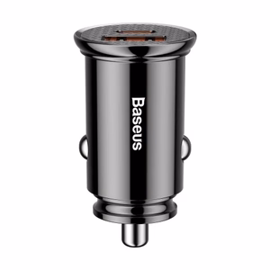 Baseus Circular Plastic QC 3.0 PD automašīnas lādētājs 1x USB-C - USB ports 30W melns