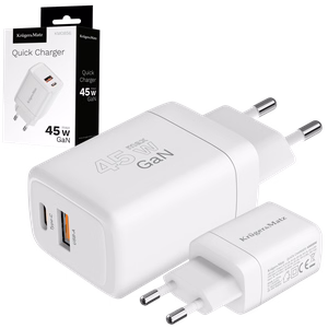 Kruger&Matz 45 W GaN tīkla lādētājs ar Power Delivery un Quick Charge