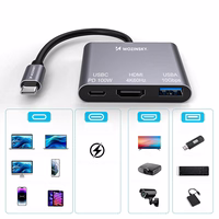 Hub Wozinsky WHCH-01 USB-C PD 100W HDMI 4K@30Hz USB-A 10Gbps - pelēks