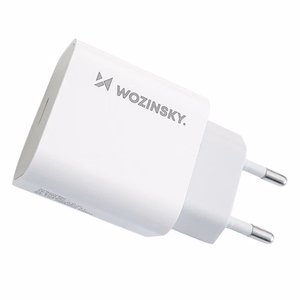 Lādētājs Wozinsky Quick Charge, balts PD 20W + Type-C / Lightning balts kabelis 100cm