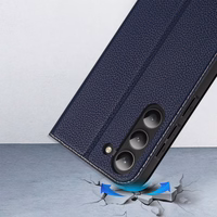 Dux Ducis Skin X2 viedtālruņa apvalks Samsung Galaxy S23+ atverams apvalks ar maku un statīvu zils