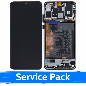 LCD Displejs Saderīgs ar Huawei P30 Lite Ar Frame / Midnight Melns / (Service Pack)