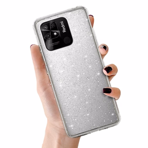 Crystal Glitter viedtālruņa apvalks Xiaomi Redmi 10C sudraba