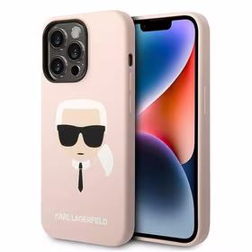 Karl Lagerfeld KLHMP14LSLKHLP iPhone 14 Pro 6.1 "cietais apvalks gaiši rozā / gaiši rozā Silikona Karla Galva Magsafe