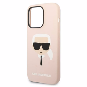 Karl Lagerfeld KLHMP14LSLKHLP iPhone 14 Pro 6.1 "cietais apvalks gaiši rozā / gaiši rozā Silikona Karla Galva Magsafe