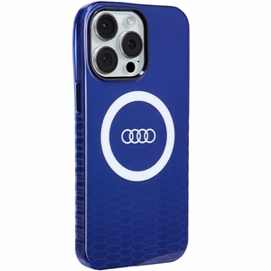 Audi IML Lielais Logotips Magnētiskais viedtālruņa apvalks iPhone 15 Pro Max - zils
