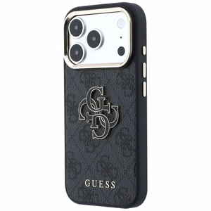 GUESS GUE005481 (PU FW Resin Logo) aizsargvāciņš ierīcei iPhone 18 Pro / 17 Pro, krāsa – melna