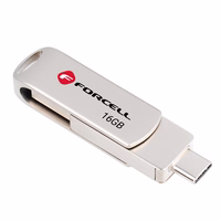 FORCELL F-DATA USB zibatmiņa Metal Duo 16GB USB3.2 Gen 1 (USB A / Type C) sudrabaina