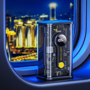 WEKOME WP-333 Vanguard Series ārējais akumulators, 10000 mAh, PD 20 W + QC 22,5 W, melns un caurspīdīgs