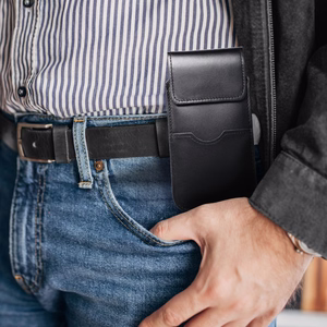 ROYAL - Leather universal flap pocket / black - Size 3XL - HUAWEI MATE 20X