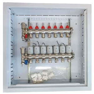 Heating Manifold 7 Loops ar Thermal Actuators NC AC230V un Flow Meters
