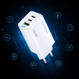 Wozinsky GaN 65W Зарядное устройство USB-A 2xUSB-C с Кабелем USB-C 65W - белый