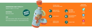 Quokka Solid Kids with Strap nerūsējošā tērauda termopudele, 330 ml, Jungle