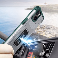 Kristāla gredzena viedtālruņa apvalks ar statīvu izturīgs aizsargvāks iPhone 13 mini zaļš