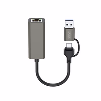 XO adapteris HUB HUB018 2w1 USB-USB-C - RJ45 pelēks