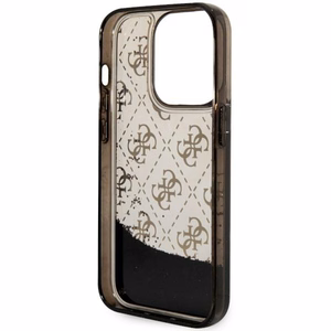 Guess GUHCP14LLC4PSGK iPhone 14 Pro 6.1" melns cietais viedtālruņa apvalks ar šķidro spīdumu 4G daļēji caurspīdīgs