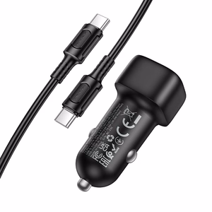 Borofone Car charger BZ34B Cloud - USB + Type C - QC 3.0 PD 38W with Type C to Type C cable black