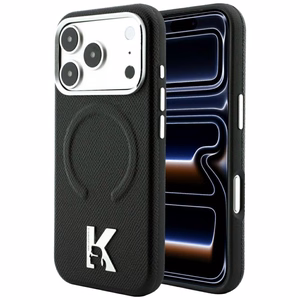 Karl Lagerfeld Grained Embossed Ring & Kameo Logo vāciņš modelim iPhone 18 Pro Max / 17 Pro Max, saderīgs ar MagSafe – melns