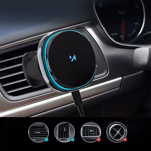 Bezvadu auto lādētājs+turētājs Wozinsky (WCT5-6S2Y) magnētisks (MagSafe 15W) ventilācijas restei melns