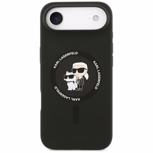 Karl Lagerfeld silikona Karl&Choupette gredzens magnētiskais viedtālruņa apvalks iPhone 17 Air - melns