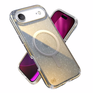 Speck Presidio Lux Glitter MagSafe vāciņš ierīcei iPhone Air, “Clear / Hyper Mirror Glitter” krāsā