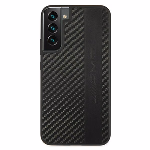 AMG Carbon Stripe&Embossed viedtālruņa apvalks Samsung Galaxy S22+ - Melns