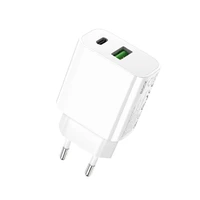 Rock sienas lādētājs T43 - USB + Type C - QC 3.0 PD 20W 3A balts