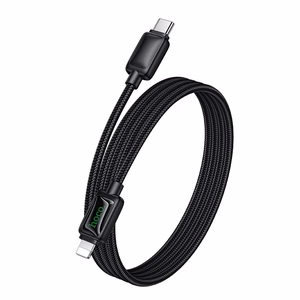 Kabelis ar LCD USB C uz Lightning Hoco PD 30W 1,2 m U146 melns