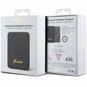 Guess MagSafe Metal Script Logo беспроводной внешний аккумулятор 15W 5000mAh - чёрный