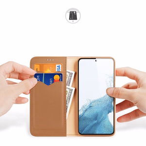 Dux Ducis Hivo viedtālruņa apvalks Samsung Galaxy S23+ atverams apvalks ar maku un RFID aizsardzību brūns
