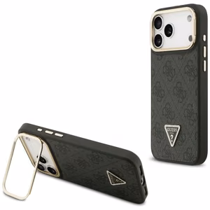 Guess 4G PU Triangle Logo & Stand Camera Magsafe чехол iPhone 17 Pro Max - черный