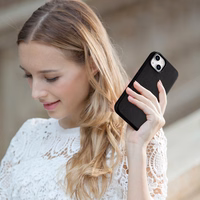 iCarer Litchi Premium ādas apvalks iPhone 14 Magnētiskais ādas apvalks ar MagSafe Melns (WMI14220709-BK)