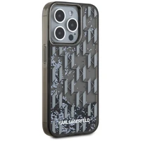 Karl Lagerfeld Liquide Glitter Monogram Gradient viedtālruņa apvalks iPhone 15 Pro Max - melns