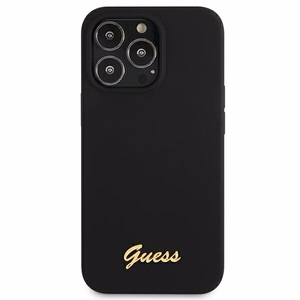 Guess GUHMP13XLSLMGBK iPhone 13 Pro Max 6.7" black/black hardcase Silicone Script Gold Logo MagSafe
