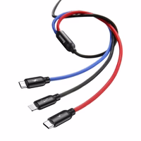 Kabelis Baseus Three Primary Colors 3in1 USB-A - micro USB / Lightning / USB-C 3.5A 1.2 m melns