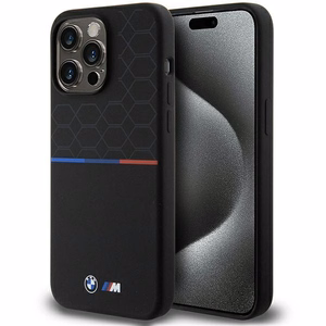 BMW M Silikona rakstains Magnētiskais viedtālruņa apvalks iPhone 15 Pro Max - melns