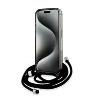 Karl Lagerfeld IML Crossbody Monogram Karl & Choupette Head Magnētiskais viedtālruņa apvalks iPhone 15 Pro Max - melns