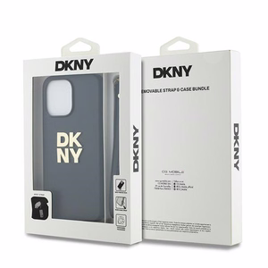 DKNY Viedtālruņa apvalks ar siksniņu un logotipu iPhone 14 Pro - melns