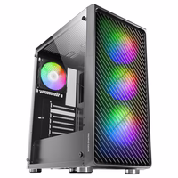 Mars Gaming MC-F melns, ATX Gaming Semitower, Full Tempered Glass Window, Metal-Mesh Front, 4x 120mm ARGB Fans