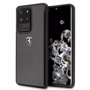 Ferrari Carbon Heritage viedtālruņa apvalks Samsung Galaxy S20 Ultra - melns