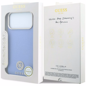 Guess Grained Round Strass Logo MagSafe vāciņš iPhone 18 Pro Max / 17 Pro Max – zils